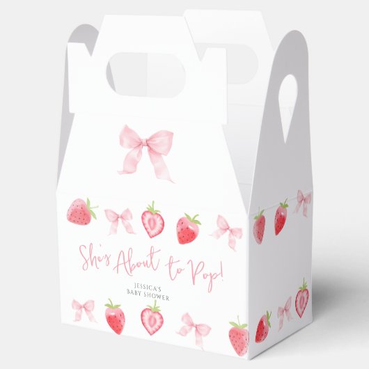 Berry Sweet Strawberry Bow Baby Meisje Douche Bedankdoosjes (Geopend)