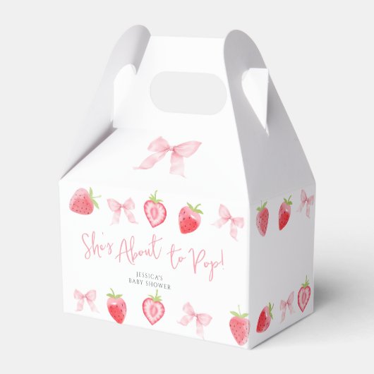 Berry Sweet Strawberry Bow Baby Meisje Douche Bedankdoosjes (Voorkant Zijde)