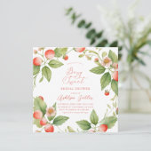 Berry Sweet Strawberry Bridal Shower Invitation Kaart (Staand voorkant)