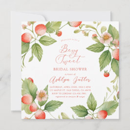 Berry Sweet Strawberry Bridal Shower Invitation Kaart