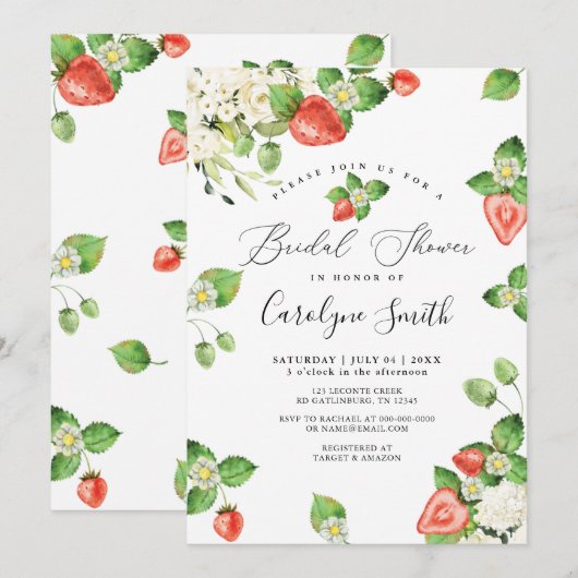 Berry Sweet Strawberry Bridal Shower Kaart (Voorkant / Achterkant)