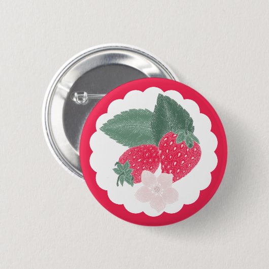 Berry Sweet Strawberry Button – Red Fruit Theme (Voorkant /achterkant)