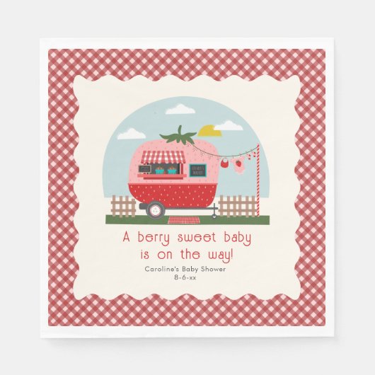 Berry Sweet Strawberry Camper Baby shower Servet (Voorkant)
