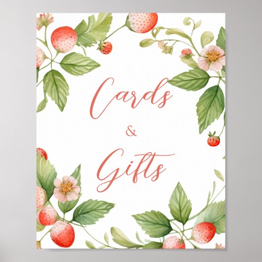 Berry Sweet Strawberry Cards and Gifts Sign Poster (Voorkant)