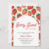 Berry Sweet Strawberry Checkered Baby shower Kaart (Voorkant)