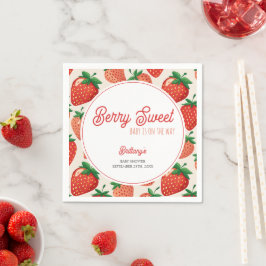 Berry Sweet Strawberry Checkered Baby shower Servet