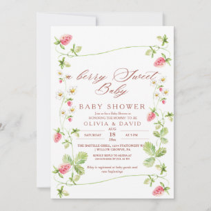 Berry Sweet Strawberry Elegant Baby shower Kaart
