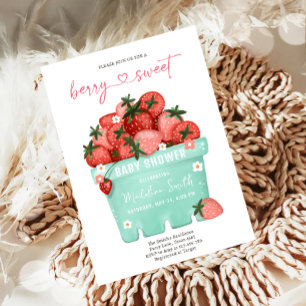 Berry Sweet Strawberry Farmers Market Baby shower Kaart
