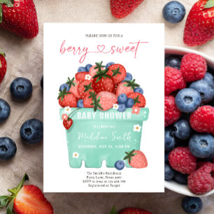 Berry Sweet Strawberry Farmers Market Baby shower Kaart