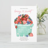 Berry Sweet Strawberry Farmers Market Baby shower Kaart (Staand voorkant)