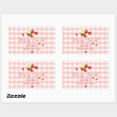 Berry Sweet Strawberry Favor Gift 1st Birthday  Rechthoekige Sticker (Vel)