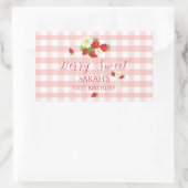 Berry Sweet Strawberry Favor Gift 1st Birthday  Rechthoekige Sticker (Tas)