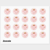 Berry Sweet Strawberry Favor Gift 1st Birthday  Ronde Sticker (Vel)