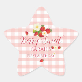 Berry Sweet Strawberry Favor Gift 1st Birthday  Ster Sticker
