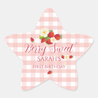 Berry Sweet Strawberry Favor Gift 1st Birthday  Ster Sticker