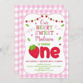 Berry Sweet Strawberry First Birthday Kaart