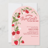 Berry Sweet Strawberry floral Baby shower Kaart (Voorkant)