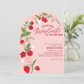 Berry Sweet Strawberry floral Baby shower Kaart (Staand voorkant)