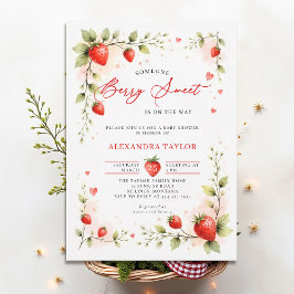 Berry Sweet Strawberry Garden Summer Baby Shower Kaart