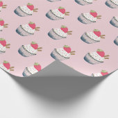 Berry Sweet Strawberry Gift Wrap – Roze Verjaardag Cadeaupapier (Hoek)
