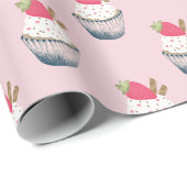 Berry Sweet Strawberry Gift Wrap – Roze Verjaardag Cadeaupapier (Rol Hoek)