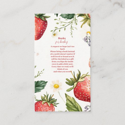 Berry Sweet Strawberry Girl Baby Boeken voor Baby Informatiekaartje (Voorkant)