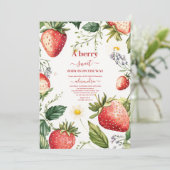 Berry Sweet Strawberry Girl Baby shower Kaart (Staand voorkant)