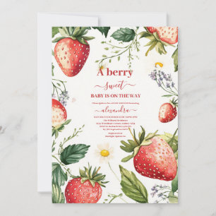 Berry Sweet Strawberry Girl Baby shower Kaart