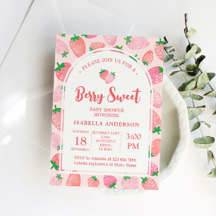 Berry Sweet Strawberry Girl Baby shower Kaart