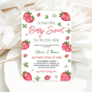 Berry Sweet Strawberry Girl Baby shower Kaart