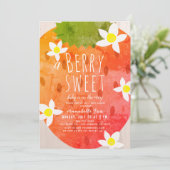 Berry Sweet Strawberry Girl Baby shower Kaart (Staand voorkant)