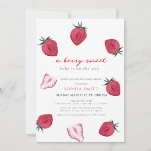 Berry Sweet Strawberry Girl Baby shower Kaart