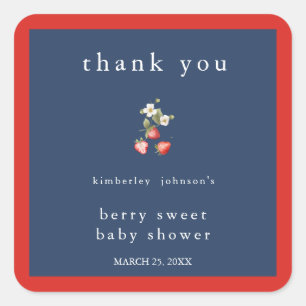 Berry Sweet Strawberry Girl Baby shower Vierkante Sticker