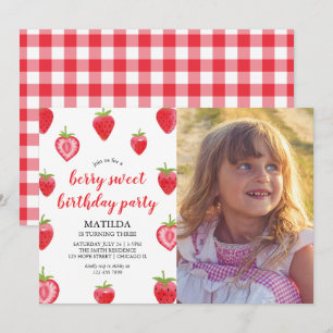 Berry Sweet Strawberry Girl Birthday Kaart