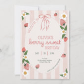 Berry Sweet Strawberry Girl Birthday Uitnodiging (Voorkant)