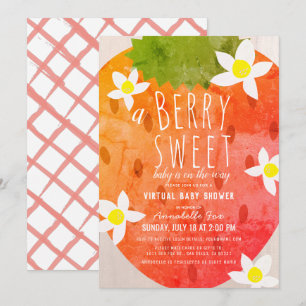 Berry Sweet Strawberry Girl Virtual Baby shower Kaart