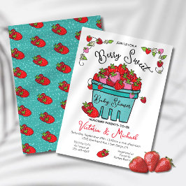 Berry Sweet Strawberry Hand getrokken Baby shower Kaart