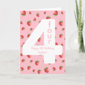Berry Sweet Strawberry Happy Birthday Kaart (Voorkant)
