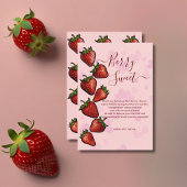Berry Sweet Strawberry Hearts Baby shower Bedankkaart