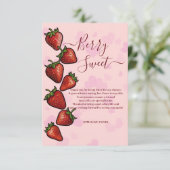 Berry Sweet Strawberry Hearts Baby shower Bedankkaart (Staand voorkant)
