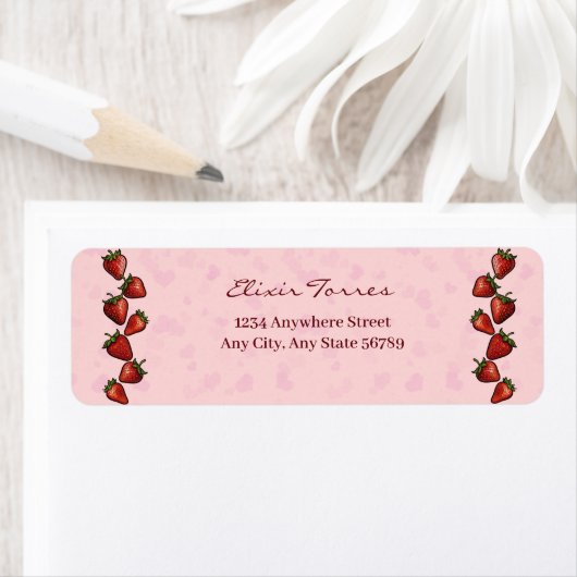 Berry Sweet Strawberry Hearts Baby shower Etiket (Insitu)