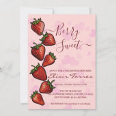 Berry Sweet Strawberry Hearts Baby shower Kaart (Voorkant)