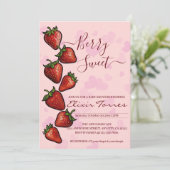 Berry Sweet Strawberry Hearts Baby shower Kaart (Staand voorkant)