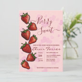 Berry Sweet Strawberry Hearts Baby shower Kaart (Staand voorkant)