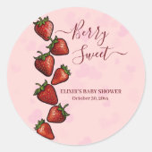 Berry Sweet Strawberry Hearts Baby shower Ronde Sticker (Voorkant)