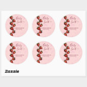 Berry Sweet Strawberry Hearts Baby shower Ronde Sticker (Vel)