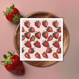 Berry Sweet Strawberry Hearts Baby shower Servet