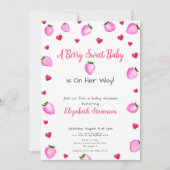 Berry Sweet Strawberry Hearts Girl Baby shower Kaart (Voorkant)