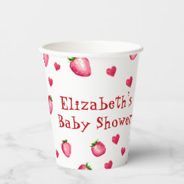 Berry Sweet Strawberry Hearts Unisex Baby shower Papieren Bekers