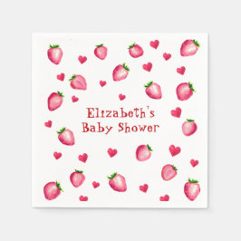 Berry Sweet Strawberry Hearts Unisex Baby shower Servet